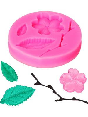 Morlalem Minyatür Çiçek Dal ve Yapraklar 4 LÜ Silikon Kalıp K-911