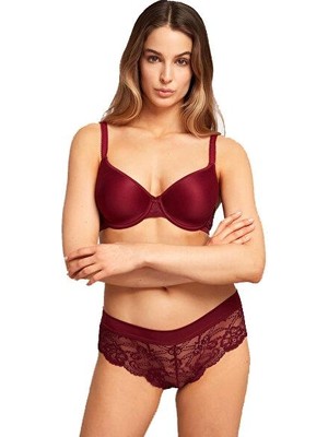 Kom Amour Dantelli Yumuşak Kaplı Bordo Sütyen