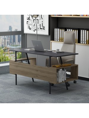 Lagomood Irony Maxi Ofis Masası Antrasit Ceviz