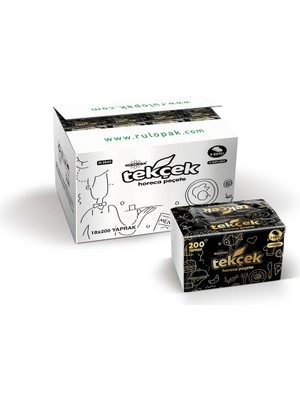 Rulopak Tekçek Horeca Dispenser Peçete 2 Katlı 200 Yaprak 18'Li Paket