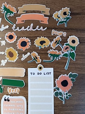 EyER Shoping Yarı Şeffaf Sarı Çiçek Flower Etiket Sticker Bullet Journal Için Uygundur