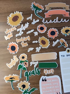 EyER Shoping Yarı Şeffaf Sarı Çiçek Flower Etiket Sticker Bullet Journal Için Uygundur