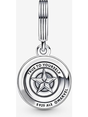 Wops 925 Ayar Gümüş Marvel The Avengers Captain America Shield Sallantılı Charm