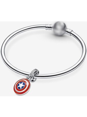 Wops 925 Ayar Gümüş Marvel The Avengers Captain America Shield Sallantılı Charm