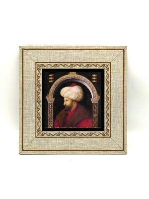 Sadrazam Fatih Sultan Mehmet (Gentile Bellini ÇIZIMI,1480) Baskılı Mdf Çerçeveli Tablo (20CMX20 cm )(KRT-088)