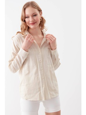 Vitrin Basic Oversize Önden Cepli Gömlek