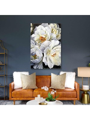 SML Tablo Çiçek Bahçesi Büyük Beyaz Çiçekler Doğa Kanvas Tablo