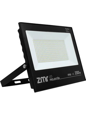 Zmr 200 Watt Beyaz 6500K IP66 150 Işık Açısı 220 Volt Siyah Slim Kasa Led Projektör