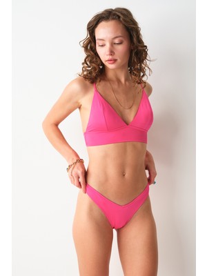 No Gossip Crush Sırtı Çapraz Üçgen Büstier Bikini Tek Üst Pembe 239100
