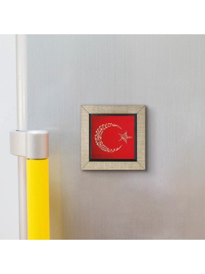 Sadrazam Kelime-I Tevhid (Hilal) Besmele (Yıldız) Baskılı Mdf  MAGNET(KH-051)