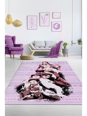 Homshtag Stray Kids Pamuklu Dokuma Tabanlı Yıkanabilir Dekoratif Halı