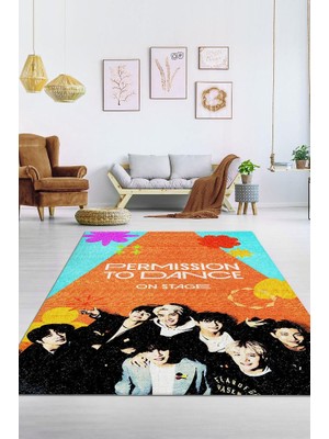 Homshtag Permission To Dance Pamuklu Dokuma Tabanlı Yıkanabilir Dekoratif Halı