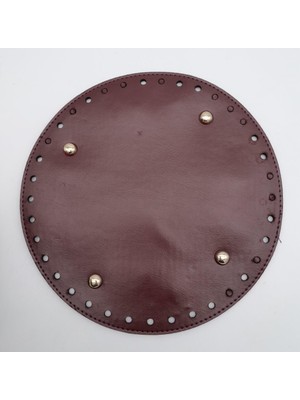 Angel Çanta Aksesuar Bordo Suni Deri 22 cm Yuvarlak Çanta Tabanı Light Gold Metalli