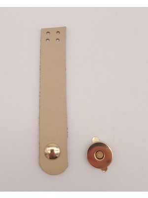 Angel Çanta Aksesuar 11X2 cm Ham Doğal Gerçek Deri Düz Çanta Kapağı Light Gold Metalli