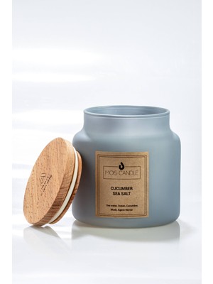 Mois Candle Cucumber Sea Salt - Salatalık Deniz Tuzu Kokulu - 3 Fitilli  Ahşap Kapaklı Kavanoz Mum - 700 G