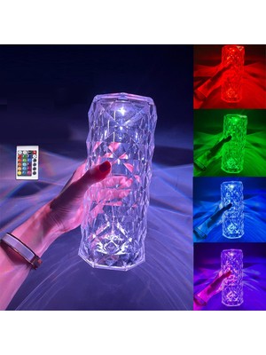 Kuzey Big Rose Diamond Table Lamp USB Charging Rgb Multi Colors Totch Lamp Kumandalı Kristal Dev Masa Lambası Rgb