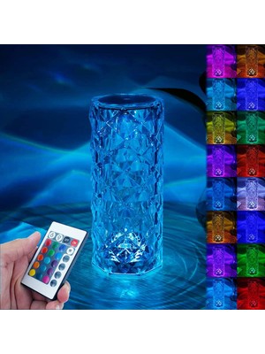 Kuzey Big Rose Diamond Table Lamp USB Charging Rgb Multi Colors Totch Lamp Kumandalı Kristal Dev Masa Lambası Rgb