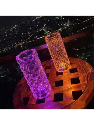 Kuzey Big Rose Diamond Table Lamp USB Charging Rgb Multi Colors Totch Lamp Kumandalı Kristal Dev Masa Lambası Rgb