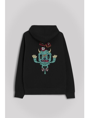 Kendim Seçtim Sevimli Canavar Retro Monster Daft Punk 90LAR Ön ve Arka Baskılı Sweatshirt Unisex Kapüşonlu Hoodie10