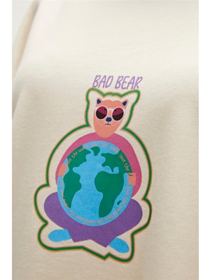 Bad Bear Re-Save Recycle Marshmallow Beyaz T-Shirt Baskılı Kadın Tişört10