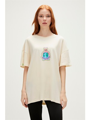 Bad Bear Re-Save Recycle Marshmallow Beyaz T-Shirt Baskılı Kadın Tişört10