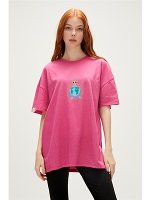 Bad Bear Re-Save Recycle Fuşya Pembe T-Shirt Baskılı Kadın Tişört10