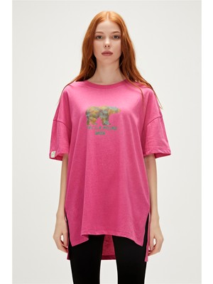 Bad Bear Re-Finger Recycle Fuşya Pembe T-Shirt Baskılı Kadın Tişört10