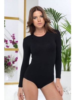 Malabadi 137 Kadın Modal Uzun Kol Bisiklet Yaka Çıtçıtlı Body & Bodysuit
