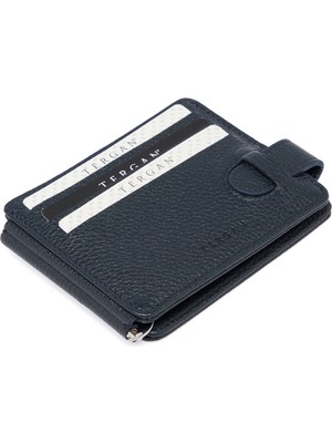 Tergan Kartlık 01637X86 Lacivert Deri Minimalist Stil ve Fermuarlı Model 01637X86