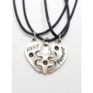 Tuna Takı & Aksesuar Antik Gümüş Kaplama Puzzle Kalp 3'lü Arkadaşlık Bff Best Friends Kolyesi. Çocuk Genç Kolye
