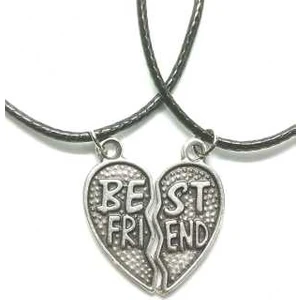 Tuna Takı & Aksesuar Antik Gümüş Kaplama Kalp 2'li Bff Best Friends Arkadaşlık Kolyesi Model 2. Çocuk Genç Kolye
