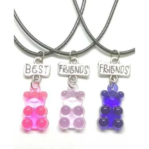 Tuna Takı & Aksesuar Jelibon Ayıcıklar 3'lü  Bff Best Friends Arkadaşlık Kolyesi Model 4 Çocuk Kolye