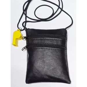 Boyun Asklı Düdüklü 15X11CM Çift Cepli Cüzdan 7/24 Acil Durum Para Kesesi Su Geçirmez Deri Çok Amaçlı