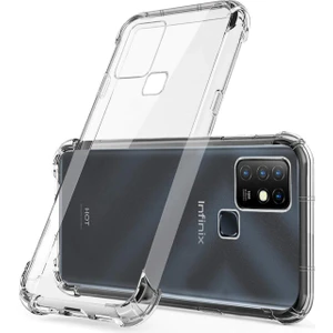 Case World Caseworld Infinix Hot 10 ile Uyumlu Kapak Airbag Antishock Köşe Korumalı Silikon Şeffaf Kılıf
