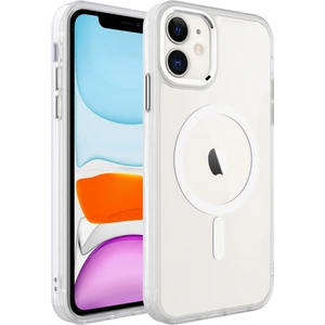 iPhone 11 Kılıf Magsafe Şarj Özellikli Metal Kamera Korumalı ve Düğmeli Arkası Sararmaz Sert Şeffaf