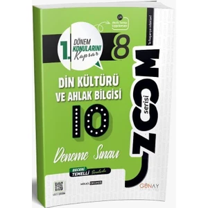 Günay Yayınları Günay 8. Sınıf Din Kültürü ve Ahlak Bilgisi 1. Dönem 10 Lu Zoom Serisi Deneme Sınavı