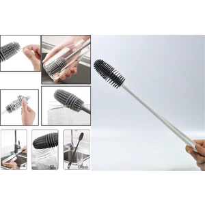 Afili Home Biberon Termos Suluk Sürahi Yağ Şişesi, Sürahi Temizleme Fırçası, Silikon Biberon Temizleme Fırçası Yıkama Fırçası 33 cm Döner Başlıklı Çok Fonksiyonlu Yıkama Fırçası