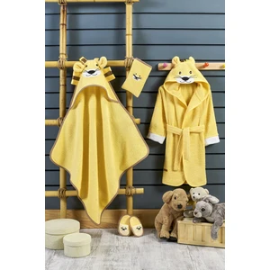 Ely Parker Bebek Bornoz Seti (4 Parça) Pamuklu-Çocuk Bornoz-Havlu-Kese-Kız-Erkek Doğum Yenidoğan Hediye