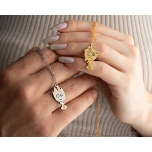 Nida Jewelry 925 Ayar Gümüş Çift Ateş ve Su Harf Kolye