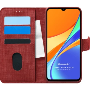 Xiaomi Redmi 10A Kılıf Fabric Book Wallet Kırmızı