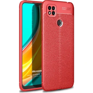 Xiaomi Redmi 10A Kılıf Deri Dokulu Silikon Kırmızı
