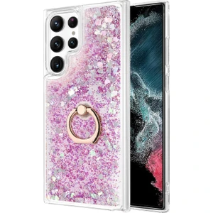 Samsung Galaxy S22 Ultra Kılıf Glitter Liquid Holder Mor