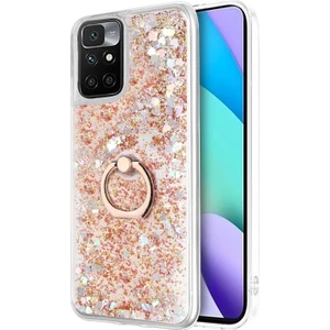 Xiaomi Redmi 10 Kılıf Glitter Liquid Holder Gold