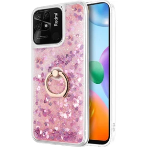 Xiaomi Poco C40 Kılıf Glitter Liquid Holder Pembe