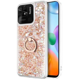 Xiaomi Poco C40 Kılıf Glitter Liquid Holder Gold