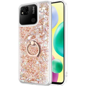 Xiaomi Redmi 10A Kılıf Glitter Liquid Holder Gold