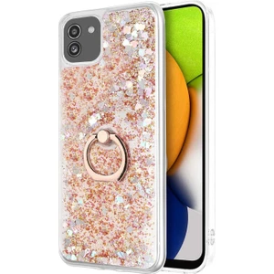 Samsung Galaxy A03 Kılıf Glitter Liquid Holder Gold
