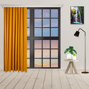 Tek Kanat Hardal Renk Ada Pilesiz Fon Perde