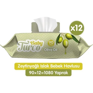 Baby Turco Zeytinyağlı Bebek Islak Mendil 12X90 Adet