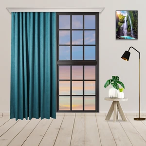 Tek Kanat Petrol Mavi Renk Ada Pilesiz Fon Perde